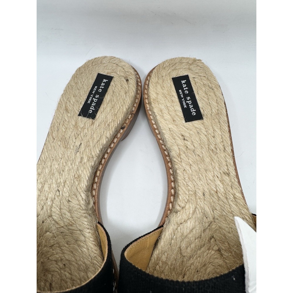 Kate Spade Black and White Jute Slide Elba Sandals Size 7.5 38 - Picture 5 of 7
